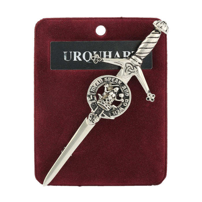 Urquhart Clan Badge, Kilt Pin, Lapel Pin, Cufflinks, Keyring/Key Fob & Gift Set — Fine Pewter by Art Pewter — Made in Scotland (Shiny Finish) - Heritage Of Scotland - Kilt Pin