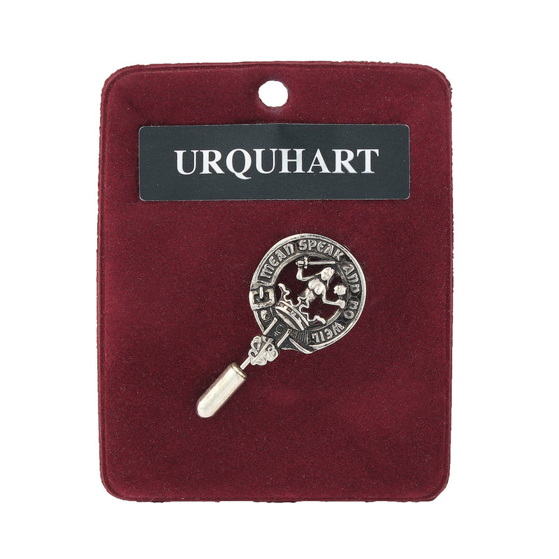 Urquhart Clan Badge, Kilt Pin, Lapel Pin, Cufflinks, Keyring/Key Fob & Gift Set — Fine Pewter by Art Pewter — Made in Scotland (Shiny Finish) - Heritage Of Scotland - Lapel Pin
