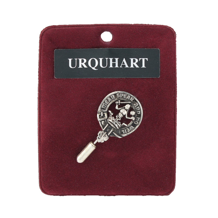 Urquhart Clan Badge, Kilt Pin, Lapel Pin, Cufflinks, Keyring/Key Fob & Gift Set — Fine Pewter by Art Pewter — Made in Scotland (Shiny Finish) - Heritage Of Scotland - Lapel Pin