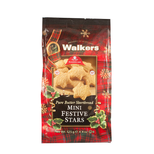 Walkers Mini Shortbread Festive Stars Bag 125G - Heritage Of Scotland - NA