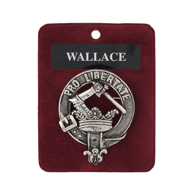 Wallace Clan Badge, Kilt Pin, Lapel Pin, Cufflinks, Keyring/Key Fob & Gift Set — Fine Pewter by Art Pewter — Made in Scotland (Shiny Finish) - Heritage Of Scotland - Badge