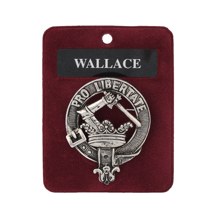 Wallace Clan Badge, Kilt Pin, Lapel Pin, Cufflinks, Keyring/Key Fob & Gift Set — Fine Pewter by Art Pewter — Made in Scotland (Shiny Finish) - Heritage Of Scotland - Badge
