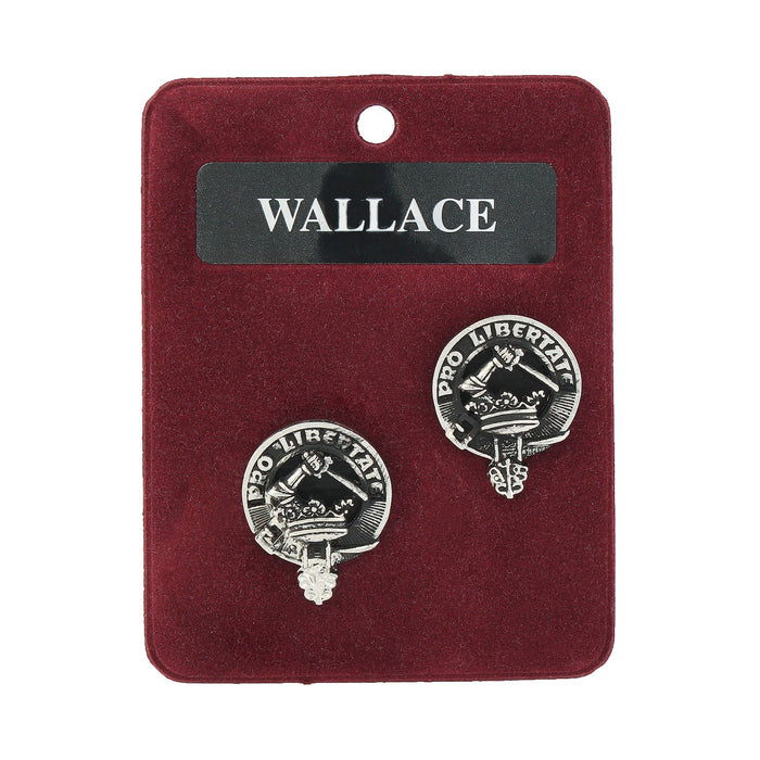 Wallace Clan Badge, Kilt Pin, Lapel Pin, Cufflinks, Keyring/Key Fob & Gift Set — Fine Pewter by Art Pewter — Made in Scotland (Shiny Finish) - Heritage Of Scotland - Cufflinks
