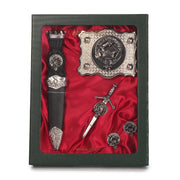 Wallace Clan Badge, Kilt Pin, Lapel Pin, Cufflinks, Keyring/Key Fob & Gift Set — Fine Pewter by Art Pewter — Made in Scotland (Shiny Finish) - Heritage Of Scotland - Gift Set