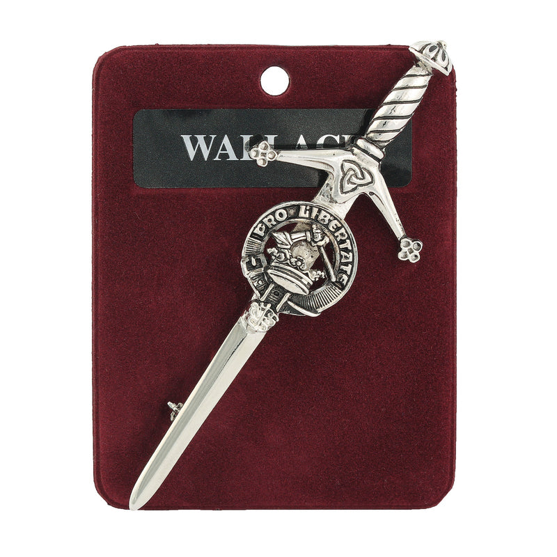 Wallace Clan Badge, Kilt Pin, Lapel Pin, Cufflinks, Keyring/Key Fob & Gift Set — Fine Pewter by Art Pewter — Made in Scotland (Shiny Finish) - Heritage Of Scotland - Kilt Pin