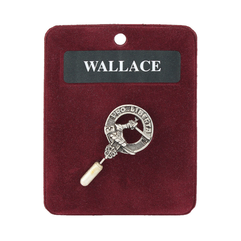 Wallace Clan Badge, Kilt Pin, Lapel Pin, Cufflinks, Keyring/Key Fob & Gift Set — Fine Pewter by Art Pewter — Made in Scotland (Shiny Finish) - Heritage Of Scotland - Lapel Pin
