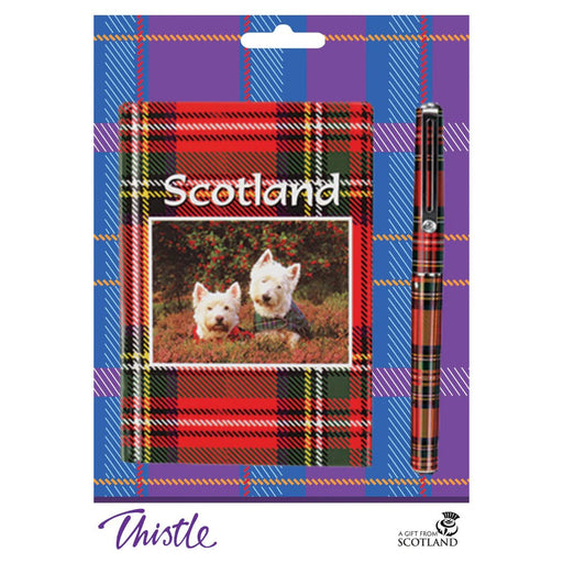 Westie Notebook & Tartan Pen Set – Cute Compact Scottish Gift - Heritage Of Scotland - Westies