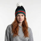 Woman's Knit Hat with Pom Pom and Fleece Lining - Black and White - Heritage Of Scotland - 