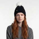 Woman's Knit Hat with Pom Pom and Fleece Lining - Black and White - Heritage Of Scotland - 