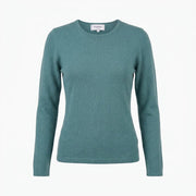 Women's 100% Cashmere Crew Neck Jumper - Iceland Teal - Heritage Of Scotland - XS