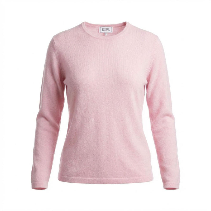 Women's 100% Cashmere Crew Neck Jumper - Sakura Pink - Heritage Of Scotland - XS
