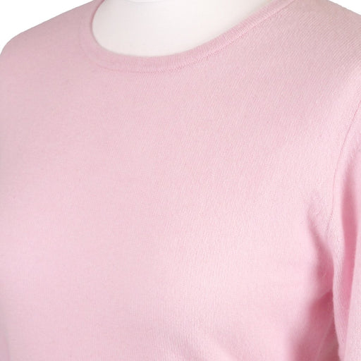 Women's 100% Cashmere Crew Neck Jumper - Sakura Pink - Heritage Of Scotland - XS