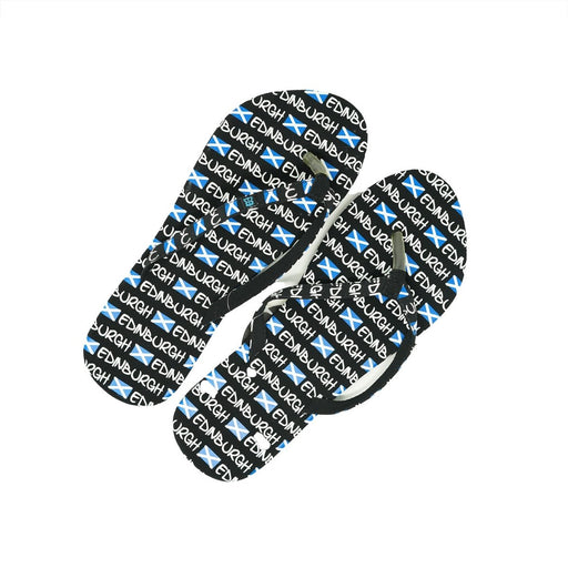 Womens Flip Flops Edinburgh - Heritage Of Scotland - BLACK/WHITE / 36 - 37