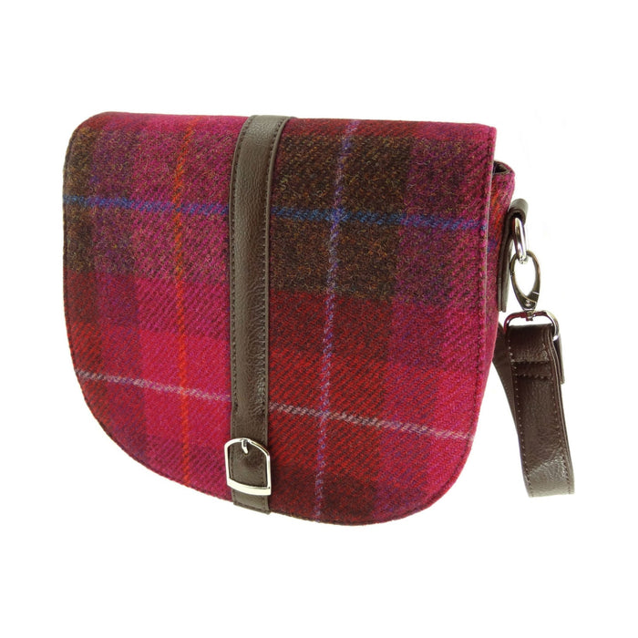 Women's Harris Tweed Beauly Shoulder Ba Deep Pink Tartan - Heritage Of Scotland - DEEP PINK TARTAN