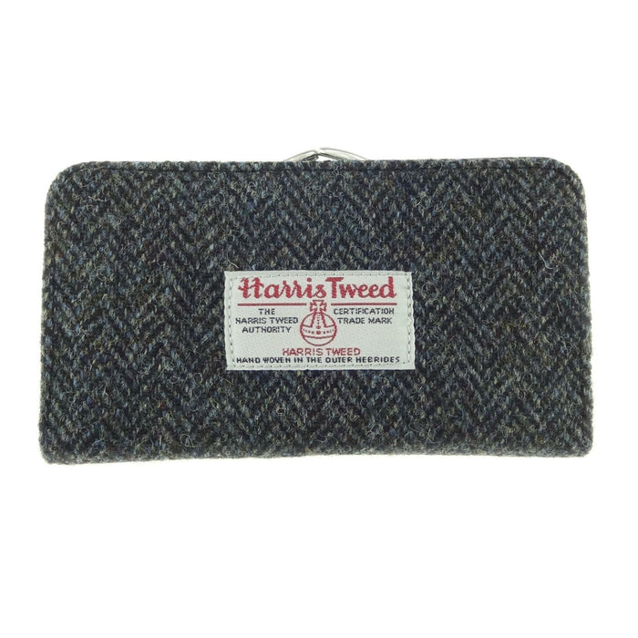 Women's Harris Tweed Iona Long Purse Charcoal Herringbone - Heritage Of Scotland - CHARCOAL HERRINGBONE