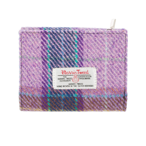 Women's Harris Tweed Jura Zip Purse Pink/Lilac Check - Heritage Of Scotland - PINK/LILAC CHECK