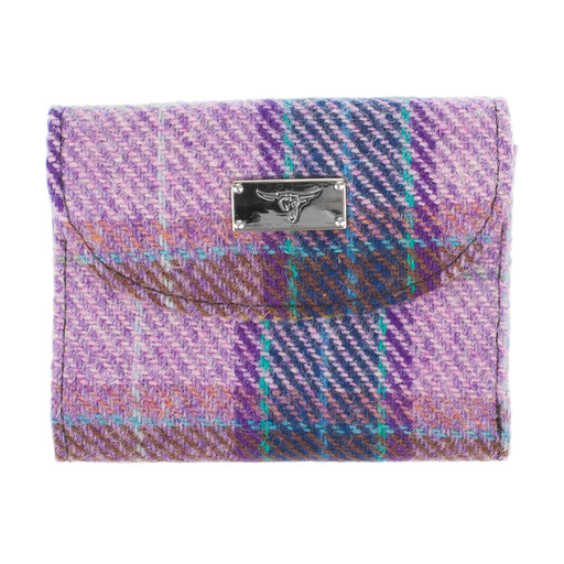 Women's Harris Tweed Jura Zip Purse Pink/Lilac Check - Heritage Of Scotland - PINK/LILAC CHECK