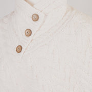 Women’s Knitted Hooded Poncho with Buttons – Cable Knit Cape - CREAM - Heritage Of Scotland -