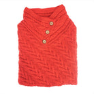 Women’s Knitted Hooded Poncho with Buttons – Cable Knit Cape - RED - Heritage Of Scotland -