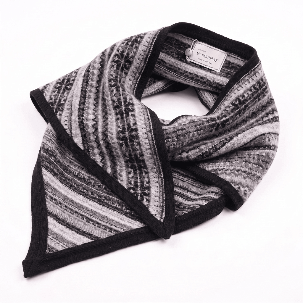 Women’s Lambswool Fair Isle Neck Scarf – Made in Scotland - BLACK - Heritage Of Scotland -