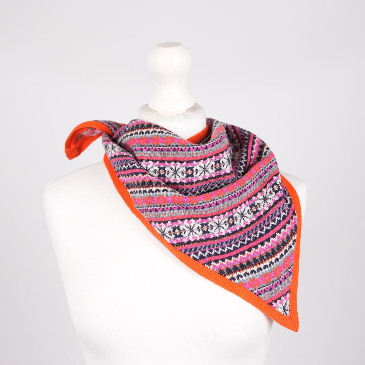 Women’s Lambswool Fair Isle Neck Scarf – Made in Scotland - ORANGE - Heritage Of Scotland -