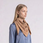 Women’s Luxury Ribbed Cashmere Triangle Scarf - CAMEL - Heritage Of Scotland -
