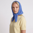 Women’s Luxury Ribbed Cashmere Triangle Scarf - CORNFLOWER - Heritage Of Scotland -
