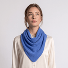Women’s Luxury Ribbed Cashmere Triangle Scarf - CORNFLOWER - Heritage Of Scotland -