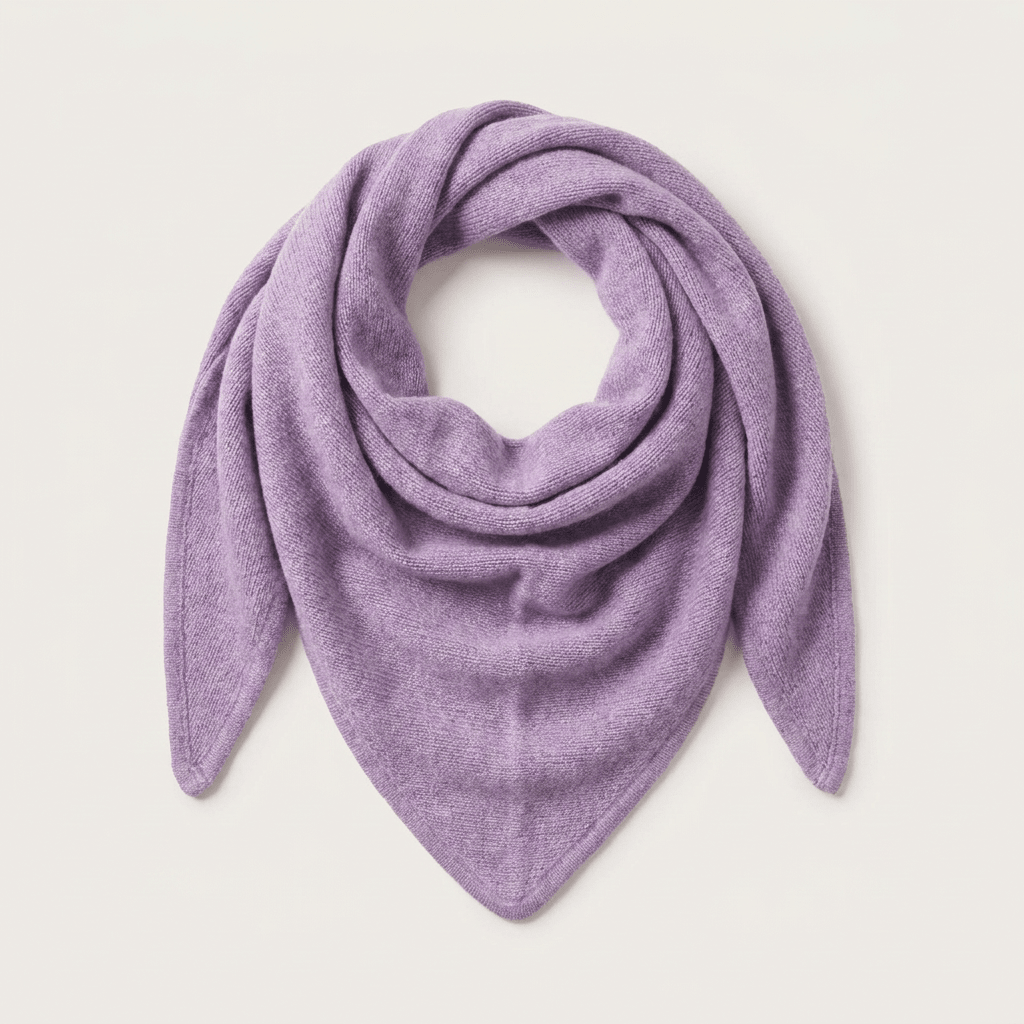 Women’s Luxury Ribbed Cashmere Triangle Scarf - HEATHER - Heritage Of Scotland -