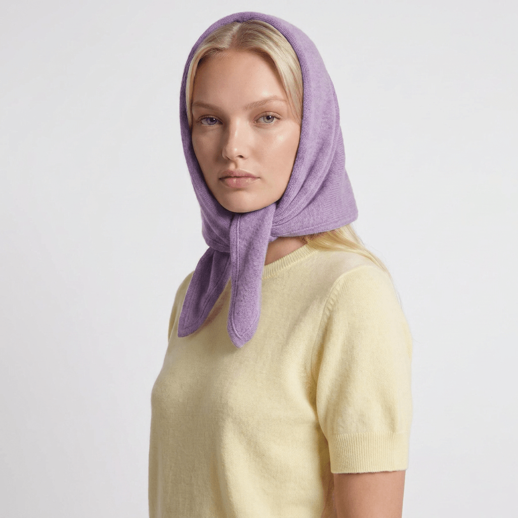 Women’s Luxury Ribbed Cashmere Triangle Scarf - HEATHER - Heritage Of Scotland -