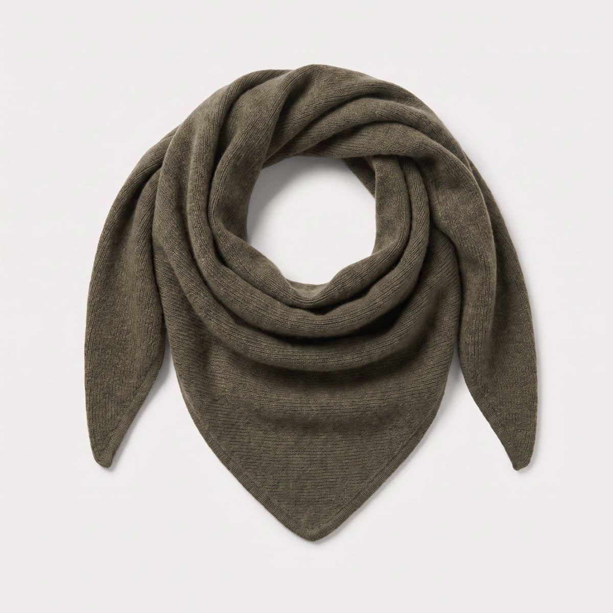 Women’s Luxury Ribbed Cashmere Triangle Scarf - OLIVE - Heritage Of Scotland -