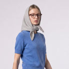 Women’s Luxury Ribbed Cashmere Triangle Scarf - OYSTER - Heritage Of Scotland -