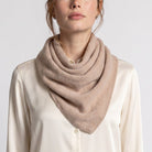Women’s Luxury Ribbed Cashmere Triangle Scarf - SAND BEIGE - Heritage Of Scotland -