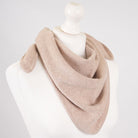 Women’s Luxury Ribbed Cashmere Triangle Scarf - SAND BEIGE - Heritage Of Scotland -