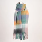 Women’s Soft Check Scarf – Oversized Plaid Winter Wrap with Tassel Fringe - Black Check - Heritage Of Scotland -
