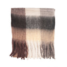 Women’s Soft Check Scarf – Oversized Plaid Winter Wrap with Tassel Fringe - Natural Check - Heritage Of Scotland -
