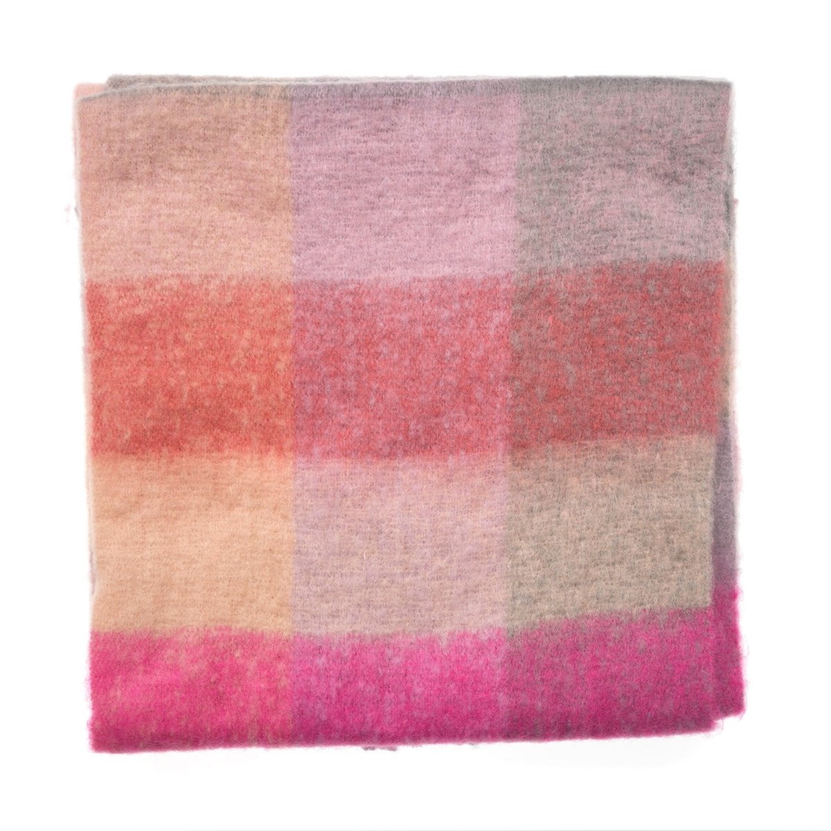 Women’s Soft Check Scarf – Oversized Plaid Winter Wrap with Tassel Fringe - Pink/ Grey Check - Heritage Of Scotland -