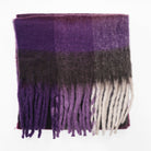 Women’s Soft Check Scarf – Oversized Plaid Winter Wrap with Tassel Fringe - Purple Check - Heritage Of Scotland -