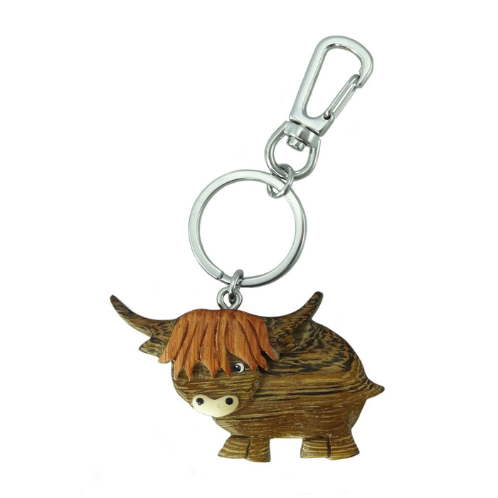 Wooden Cow Key Ring - Heritage Of Scotland - N/A