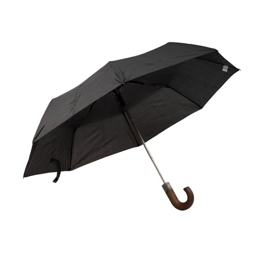 Wooden Crook Handle Umbrella - Heritage Of Scotland - BLACK