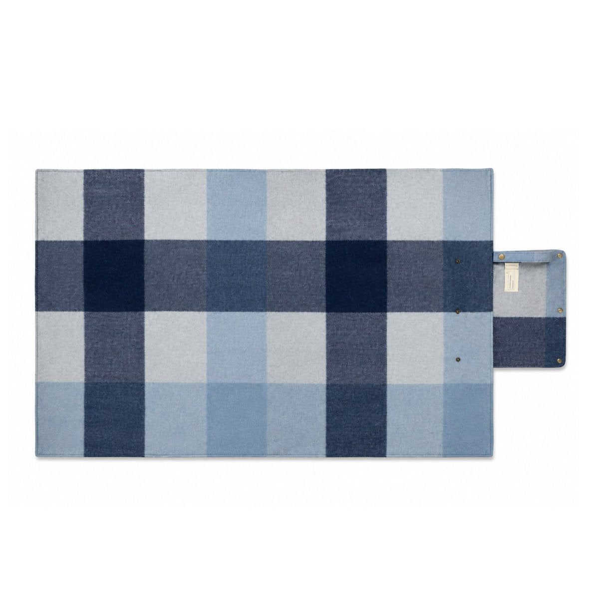 Woodside Check Foldaway Picnic Blanket With Carry Strap - Light Blue - Heritage Of Scotland -