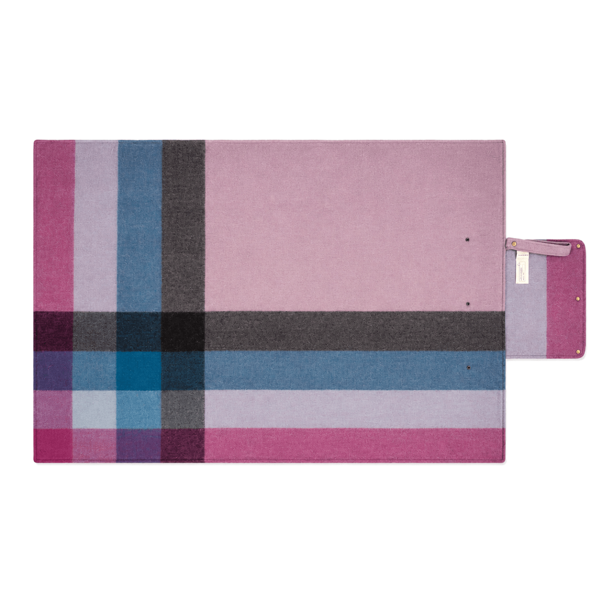 Woodside Check Foldaway Picnic Blanket With Carry Strap - Light Purple - Heritage Of Scotland -