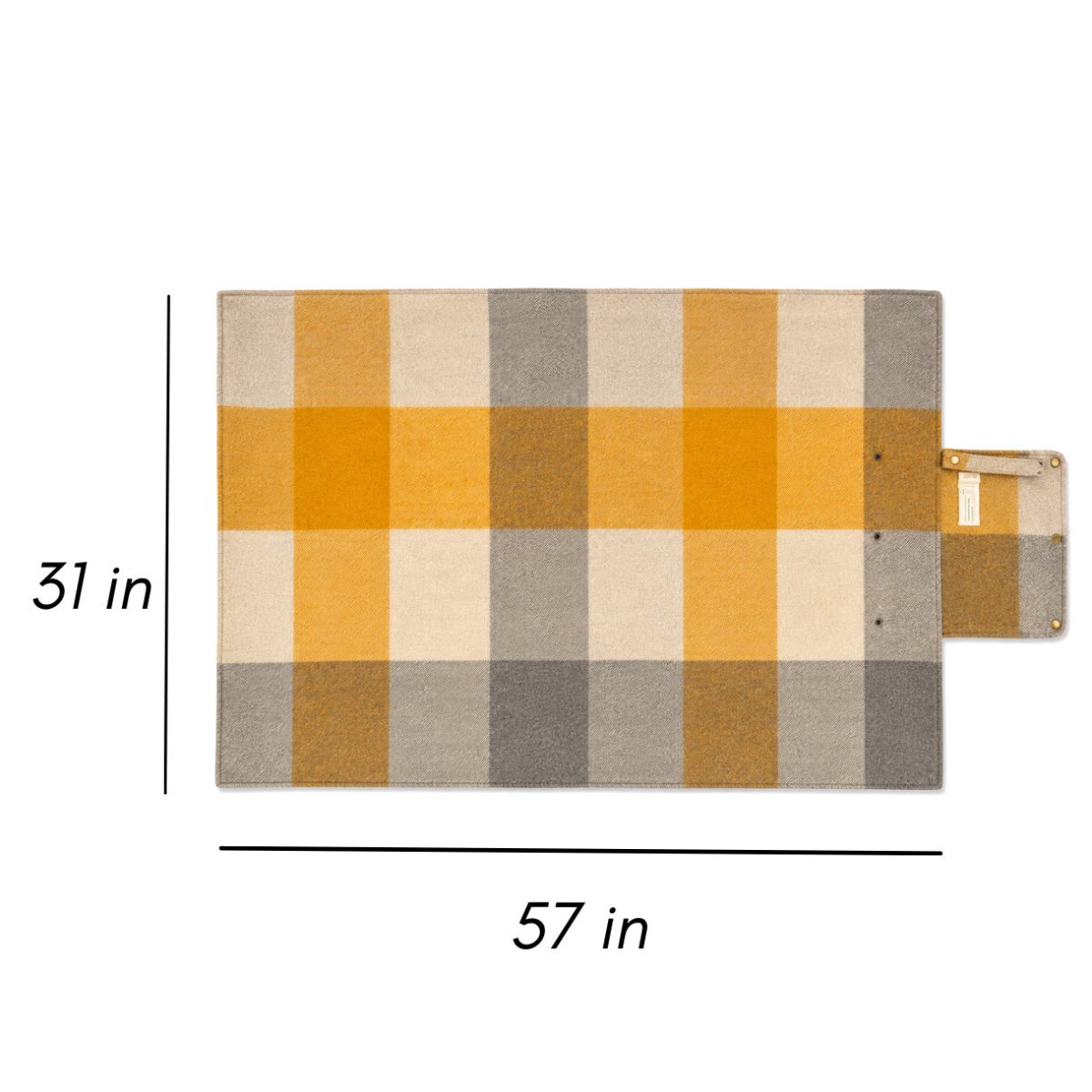 Woodside Check Foldaway Picnic Blanket With Carry Strap - Ochre and Natural - Heritage Of Scotland -