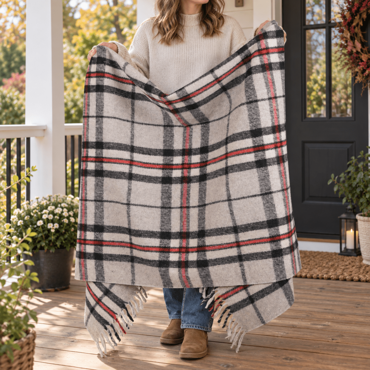Wool Blend Tartan Knee Blanket - Thomson Grey - Heritage Of Scotland -