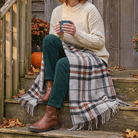 Wool Blend Tartan Knee Blanket - Thomson Grey - Heritage Of Scotland -