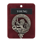 Young Clan Badge, Kilt Pin, Lapel Pin, Cufflinks, Keyring/Key Fob & Gift Set — Fine Pewter by Art Pewter — Made in Scotland (Shiny Finish) - Heritage Of Scotland - Badge