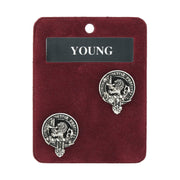 Young Clan Badge, Kilt Pin, Lapel Pin, Cufflinks, Keyring/Key Fob & Gift Set — Fine Pewter by Art Pewter — Made in Scotland (Shiny Finish) - Heritage Of Scotland - Cufflinks
