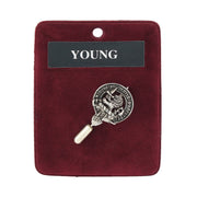 Young Clan Badge, Kilt Pin, Lapel Pin, Cufflinks, Keyring/Key Fob & Gift Set — Fine Pewter by Art Pewter — Made in Scotland (Shiny Finish) - Heritage Of Scotland - Lapel Pin