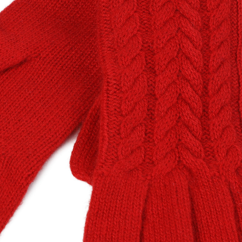 100% Cashmere Ladies Cable Glove Cardinal - Heritage Of Scotland - CARDINAL