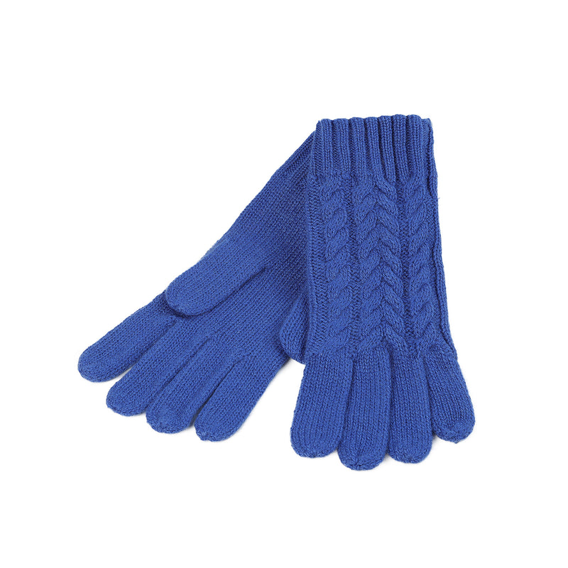 100% Cashmere Ladies Cable Glove Cornflower - Heritage Of Scotland - CORNFLOWER